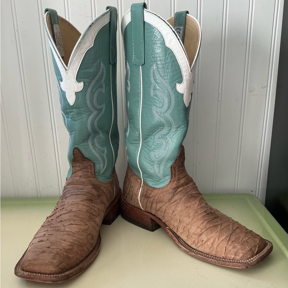 Anderson Bean Emeriald and Brown Western Boots